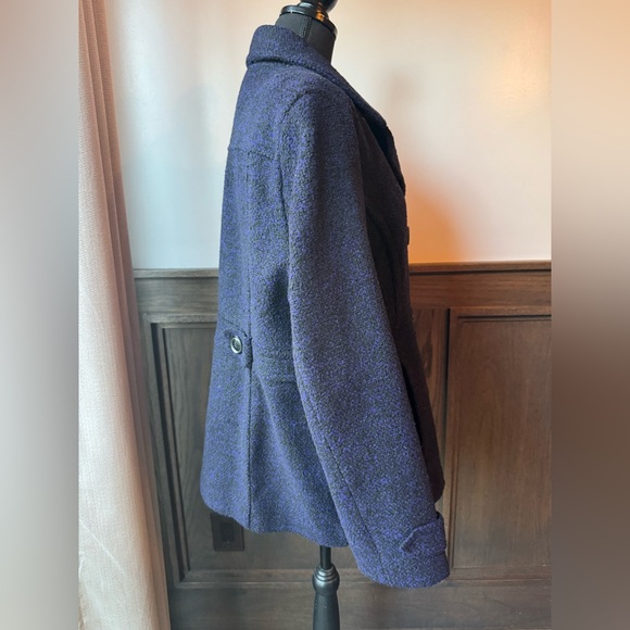 Marvin Richards Women's Dark Purple Pea Coat - Picture 4 of 8